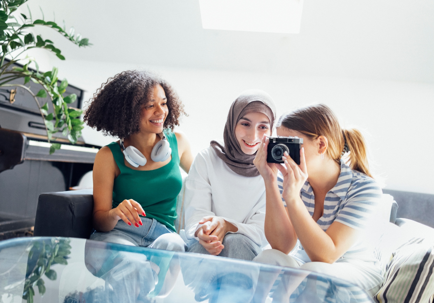 female teenagers of different nationalities are having fun and laughing, recovery and treatment