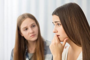 image of a teenage girl looking worried, depressed, concept of mental health