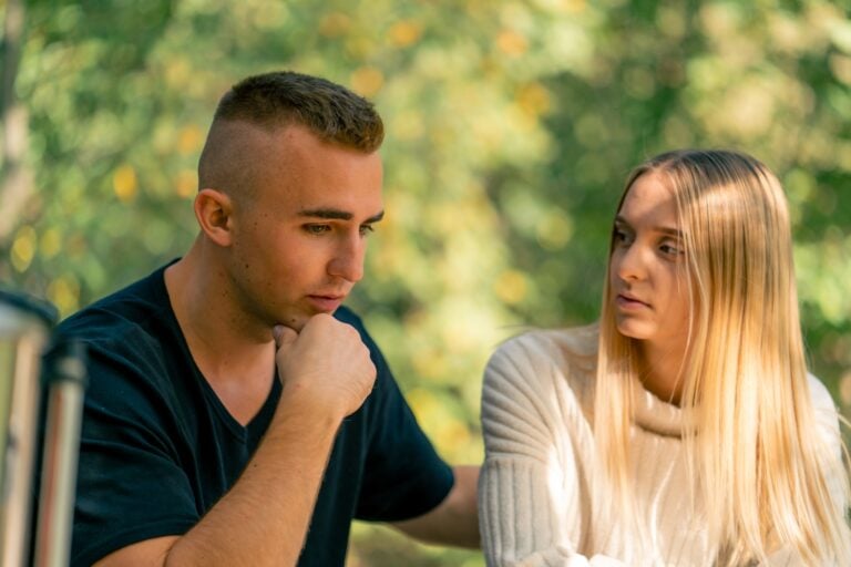 teenage man looking concerned, anxious, concept of moral dilemma and issues