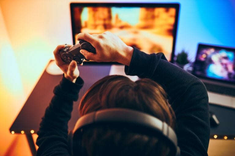 discreet shot of a teenager playing video games